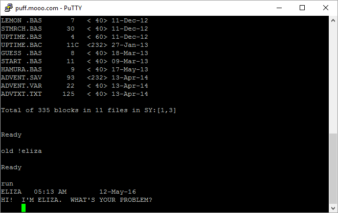 Initial PuTTY Screen